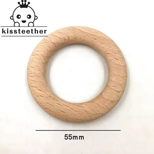 25-68Mm Nature Beech Wooden Ring Teether Baby Wood Beads Infants Teething Care Product DIY S Necklace